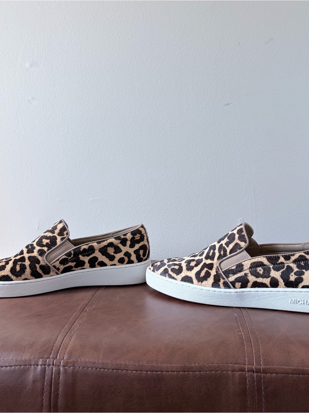 Michael Kors Leopard Print Slip-On Sneakers - Tan/Black